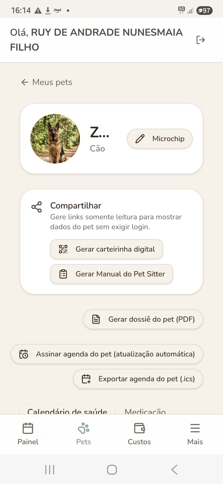 Carteirinha digital e Manual do Pet Sitter